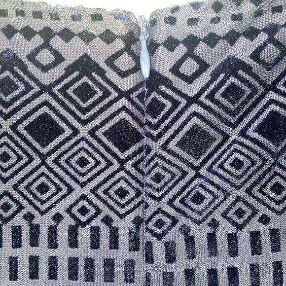 Anthropologie Meadow rue navy blue diamond abstract velvet cocktail party dress - Picture 14 of 17